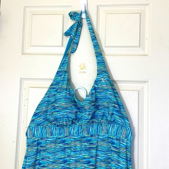 SUMNER SALE🔥🔥 Halter Neck Swim Dress Blue One-Piece Size XXL - Picture 3 of 8